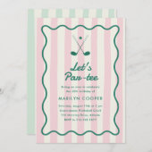 ピンク+グリーンゴルフ30th誕生日パーティー 招待状 (正面/裏面)