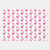 ピンク&グリーンサンタストライプ紙 ラッピングペーパーシート (正面)