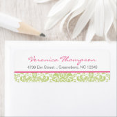 ピンク&グリーンダマスク住所 シール (インサイチュ)