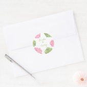 ピンク&グリーンダリア結婚ズ丸シール ラウンドシール (封筒)