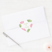 ピンク&グリーンハート開花結婚のシール ハートシール (封筒)