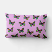 ピンク&グリーンバタフライプリントランバー装飾用クッション ランバークッション (裏面)