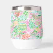 ピンク&グリーンパームビーチゴルフカートパーソナライズされた (背面)