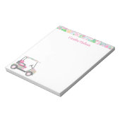 ピンク&グリーンパームビーチゴルフカートパーソナライズされた ノートパッド (回転)