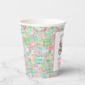 ピンク&グリーンパームビーチゴルフカートパーソナライズされた 紙コップ (右)