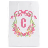 ピンク&グリーンピックボールパドルモノグラムクレスト ミディアムペーパーバッグ (裏面)