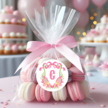 ピンク&グリーンピックボールパドルモノグラムクレスト