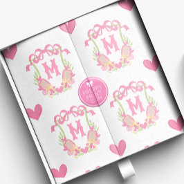 ピンク&グリーンピックボールパドルモノグラムクレスト 薄葉紙