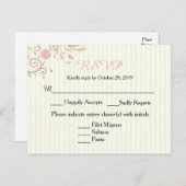 ピンク&グリーンフローラウェディングRSVPポストカード インビテーションポストカード (正面/裏面)