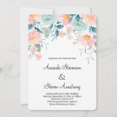 ピンク&グリーンフローラエレガ縁どントウェディング 招待状 (正面)