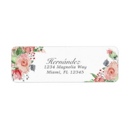 ピンク&グリーンフローラキンセニェラ差出人住所 ラベル