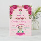 ピンク&グリーンフローラバラかわいい女の子ターニング7 招待状 (スタンド正面)