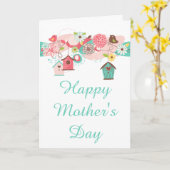 ピンク&グリーンフローラマザーズデイカード カード (黄色い花)