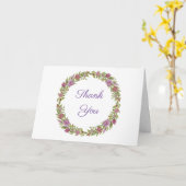 ピンク&グリーンフローラリースありがとう カード (黄色い花)