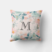 ピンク&グリーンフローラ縁どモノグラム クッション (裏面)