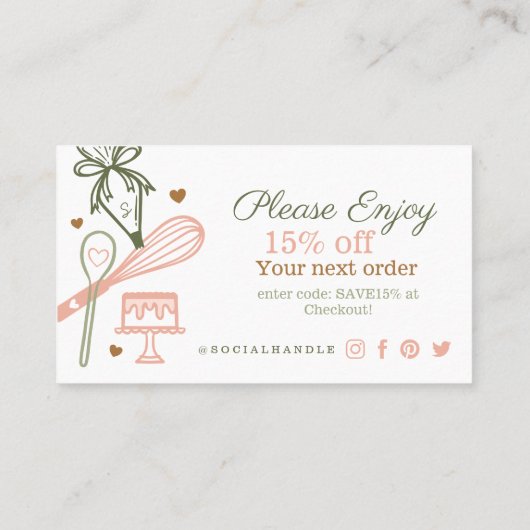 ピンク&グリーンベーキング&料理器ありがとう 名刺 (裏面)