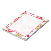 ピンク&グリーンペイズリーパーソナライズされたメモ帳 ノートパッド (回転)