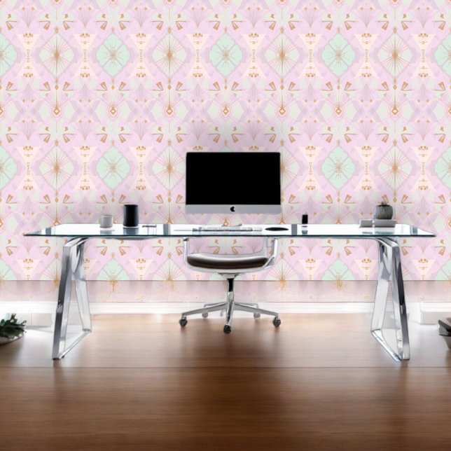 ピンク&グリーンモザイクデザイン 壁紙 (クリエイターアップロード済み)