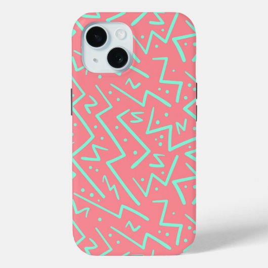 ピンク&グリーンレトロサイケデリックデザイン Case-Mate iPhoneケース (裏面)