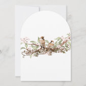 ピンク&グリーンヴィンテージラブバード結婚式招待状 招待状 (裏面)