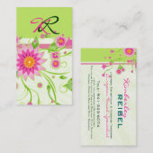 ピンク&グリーン抽象芸術フローラデザイン4 名刺 (正面/裏面)