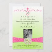 ピンク&グリーン招待状（モノグラム付き） 招待状 (正面)