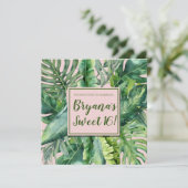 ピンク&グリーン熱帯葉ススイート16パーティー 招待状 (スタンド正面)