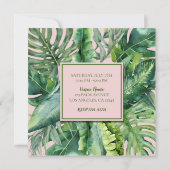 ピンク&グリーン熱帯葉ススイート16パーティー 招待状 (裏面)