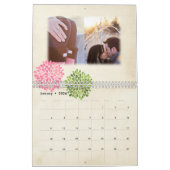 ピンク&グリーン結婚のパーソナライズされたフォトゲストブック カレンダー (1月 2026)