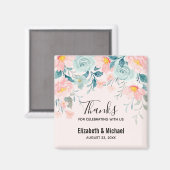 ピンク&グリーン縁どフローラThank You Magnet マグネット (正面/裏面)