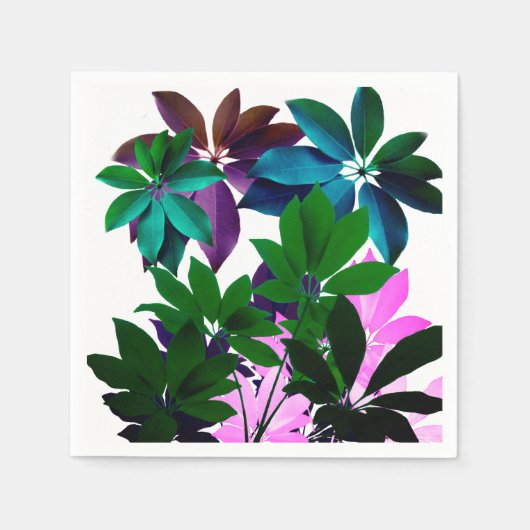 ピンク&グリーン葉カクテルナプキン スタンダードカクテルナプキン (正面)