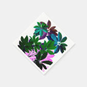 ピンク&グリーン葉カクテルナプキン スタンダードカクテルナプキン (角)