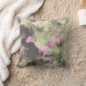 ピンク&グリーン迷彩柄 クッション (ブランケット)