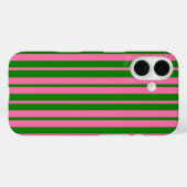 ピンク グリーン おしゃれ ストライプ柄 デザイン Case-Mate iPhoneケース (裏面 (横))