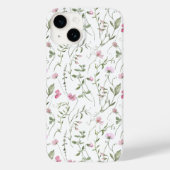 ピンク グリーン ウォーターカラー ウィルフラワー Case-Mate iPhoneケース (裏面)
