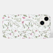 ピンク グリーン ウォーターカラー ウィルフラワー Case-Mate iPhoneケース (裏面 (横))
