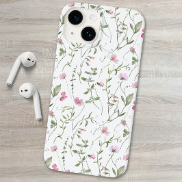 ピンク グリーン ウォーターカラー ウィルフラワー Case-Mate iPhone 14ケース