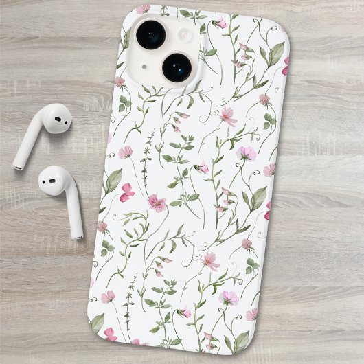 ピンク グリーン ウォーターカラー ウィルフラワー Case-Mate iPhoneケース