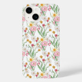 ピンク グリーン ウォーターカラー ワイルドフラワー Case-Mate iPhoneケース (裏面)