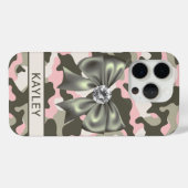ピンク グリーン カモフラージュ オリジナル Case-Mate iPhoneケース (裏面 (横))