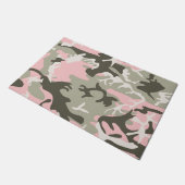 ピンク+グリーン カモフラージュ 軍事 軍 ドアマット (アングル)