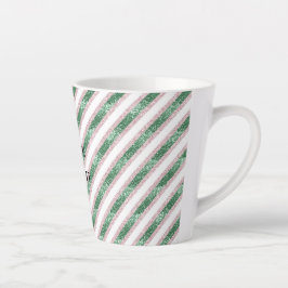 ピンク グリーン ギラギラ ラメ ストライプ クリスマス カフェラテマグ