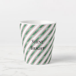 ピンク グリーン ギラギラ ラメ ストライプ クリスマス カフェラテマグ