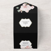 ピンク・グリーン・ジャングル・ラン、熱帯結婚植物 オールインワン招待状 (外側)