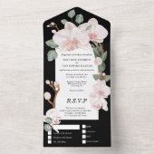 ピンク・グリーン・ジャングル・ラン、熱帯結婚植物 オールインワン招待状 (内側)