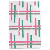 ピンク グリーン タウペ ストライプ ミディアムペーパーバッグ (裏面)