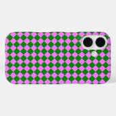ピンク グリーン チェッカー ダイヤモンド パターン Case-Mate iPhoneケース (裏面 (横))