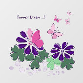 ピンク グリーン パープル ドゥードル ブルーム バタフライ スローガン ウィンドウサイン (シート)