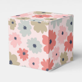 ピンク・グリーン・ブルーの花柄パーティー景品ギフトボックス フェイバーボックス