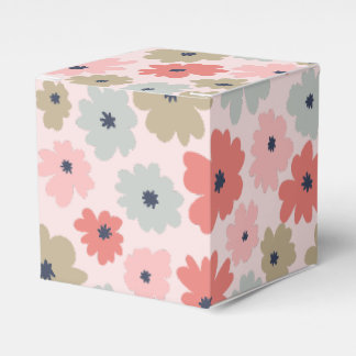 ピンク・グリーン・ブルーの花柄パーティー景品ギフトボックス フェイバーボックス